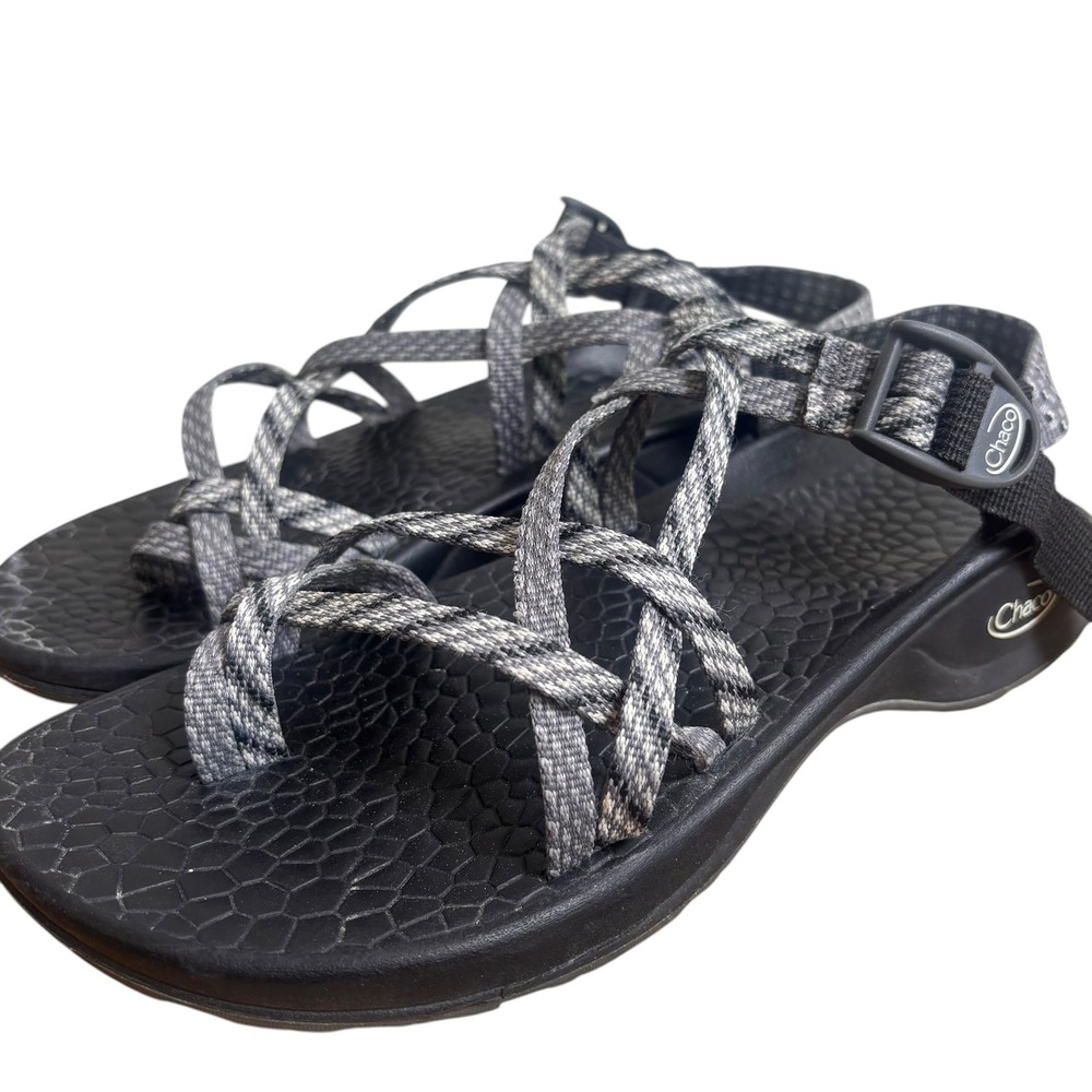Chaco Z/Cloud X2 Women 9 Gray Black Strappy Toe Loop Hiking Sport Sandals